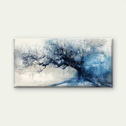 Blue Leaves & Contrasting Light Wall Art Canvas Office Home Room Framed 120x60cm