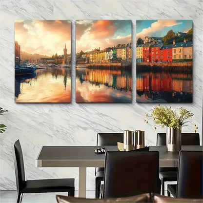 3pcs Vibrant Irish Cork Ireland Travel Poster Metal Print Ready to Hang Art