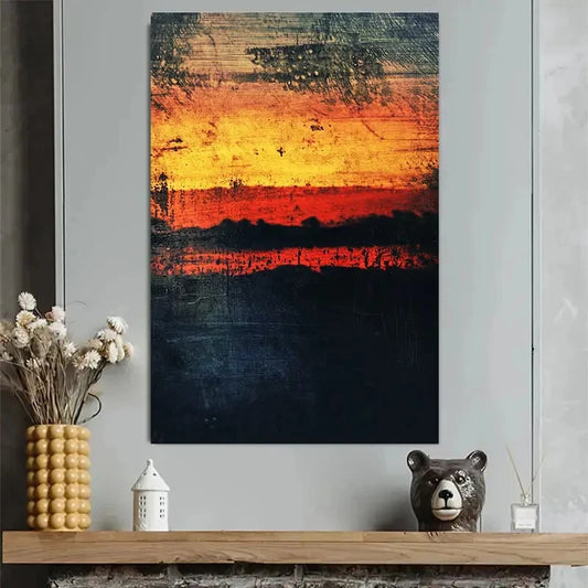 Abstract Sunset Colorful Minimal Landscape Poster 40x60cm Metal Print Ready to Hang