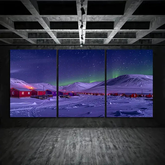 3pcs Aurora Borealis Northern Lights Metal Print Ready to Hang Art