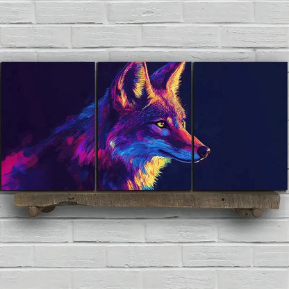 3pcs Charming Coyote Trio Yellow Eyes Metal Print Ready to Hang Art