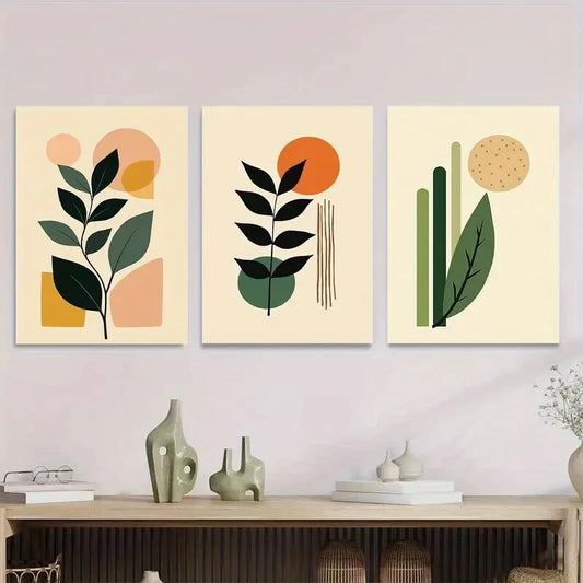 3pcs Modern Abstract Botanical Minimalist Leaf Metal Print Ready to Hang Art