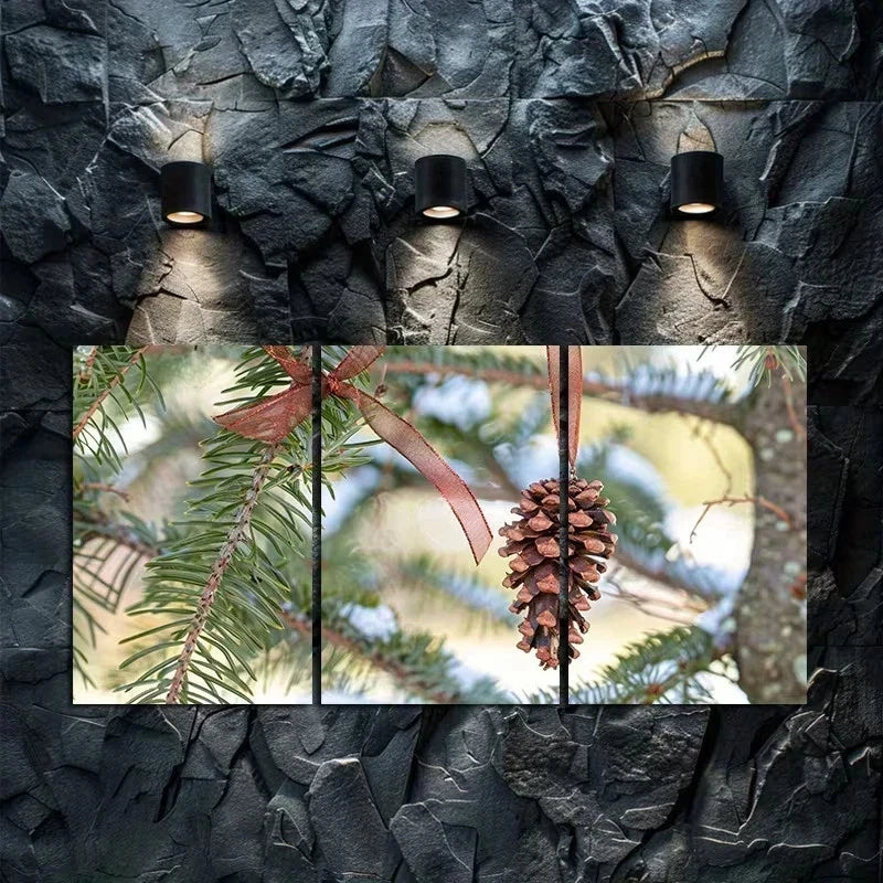 3pcs Tree Ornament Illustration Metal Print Ready to Hang Art