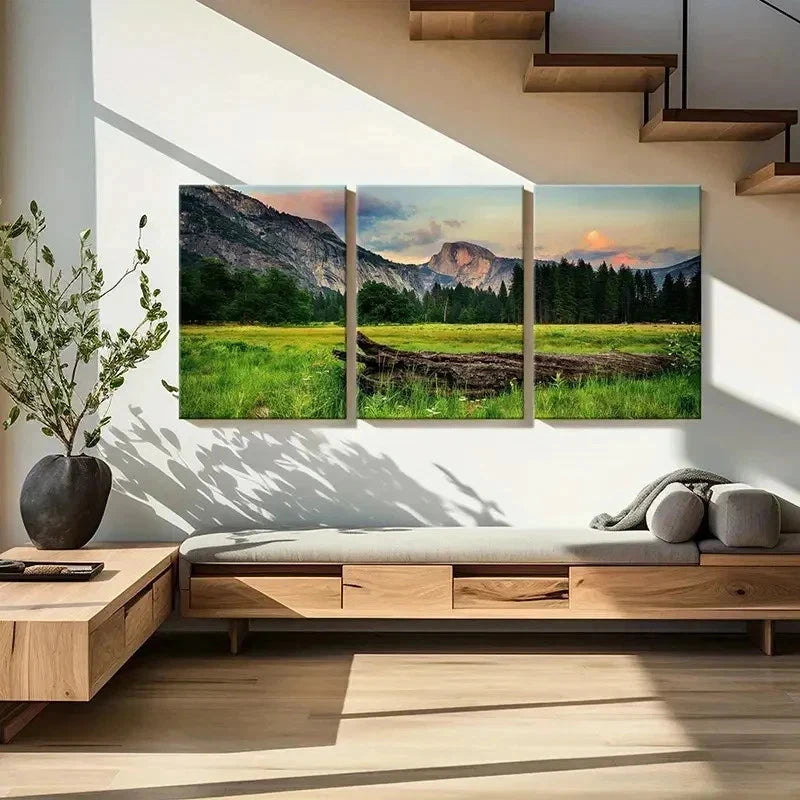 3pcs Mountains Grass Dead Trees Painting Wall Art Set Canvas Framed 40x60cm - High Quality Print 100% Australian Made Wall Canvas Ready to Hang