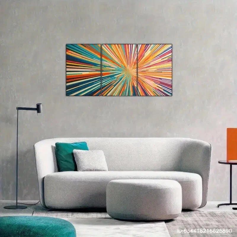 3pcs Vibrant Abstract Canvas Art Prints Metal Print Ready to Hang Art