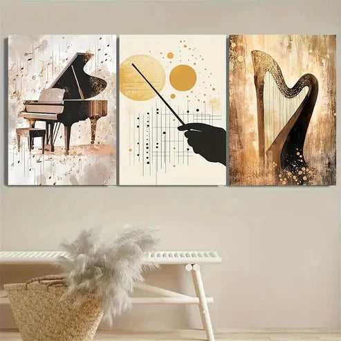 3pcs Classical Music Wall Art Set Canvas Unframed - High Quality Print 100% Australian Made Wall Canvas