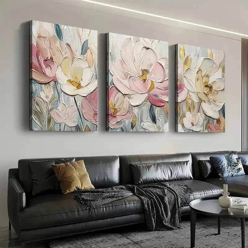 3pcs Artistic Floral Abstract Landscape Perfect Wall Art Set Canvas Framed 40x60cm - High Quality Print 100% Australian Made Wall Canvas Ready to Hang