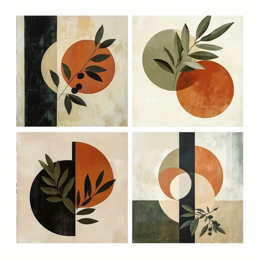 4pcs Earthy Tones Poster, Wall Art Canvas Framed