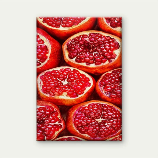 Vibrant Pomegranate with Realistic 3D Effect Metal Print Ready to Hang