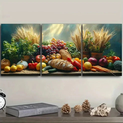 3pcs Lots of food Wall Art Set Canvas Unframed – High Quality Print, 100% Australian Made Wall Canvas
