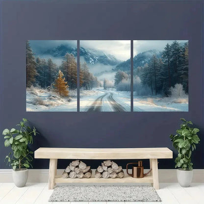 3pcs Winter Mountain Forest Nature Landscape Metal Print Ready to Hang Art