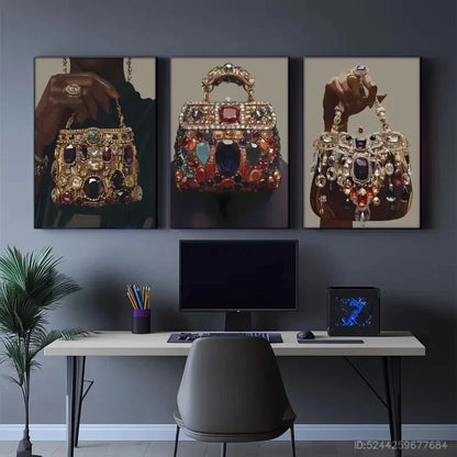 3pcs Exquisite Portrait Art Poster Modern Style Metal Print Ready to Hang Art