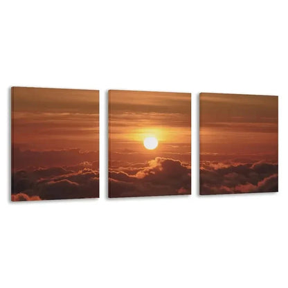 3pcs Sunset Warm Orange & Yellow Hues Wall Art Set Canvas Framed 50x70cm - High Quality Print 100% Australian Made Wall Canvas Ready to Hang