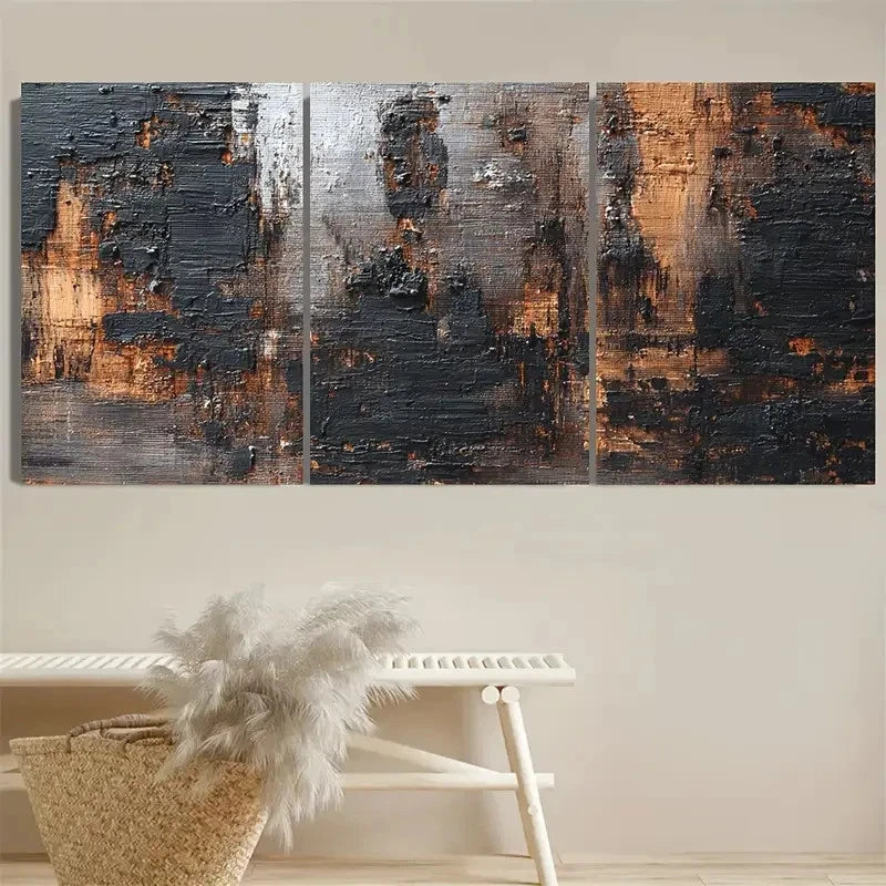 3pcs Black and Brown Wabi Sabi Minimalist Wall Art Set Canvas Framed 60x90cm - High Quality Print 100% Australian Made Wall Canvas Ready to Hang