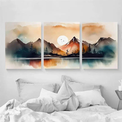 3pcs Mountain Landscape Nature Décor Perfect Wall Art Set Canvas Framed 40x60cm - High Quality Print 100% Australian Made Wall Canvas Ready to Hang