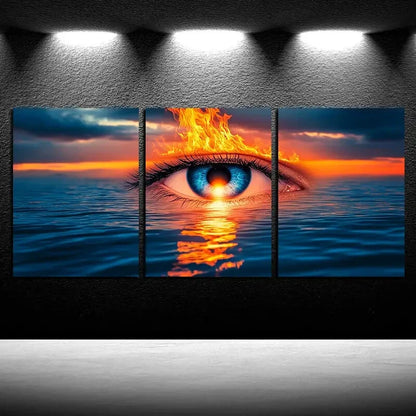 3pcs Beautiful Eyes in the middle of the Ocean Metal Print Ready to Hang Art