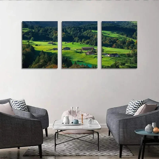 3pcs Plant Mountain Green Nature Metal Print Ready to Hang Art