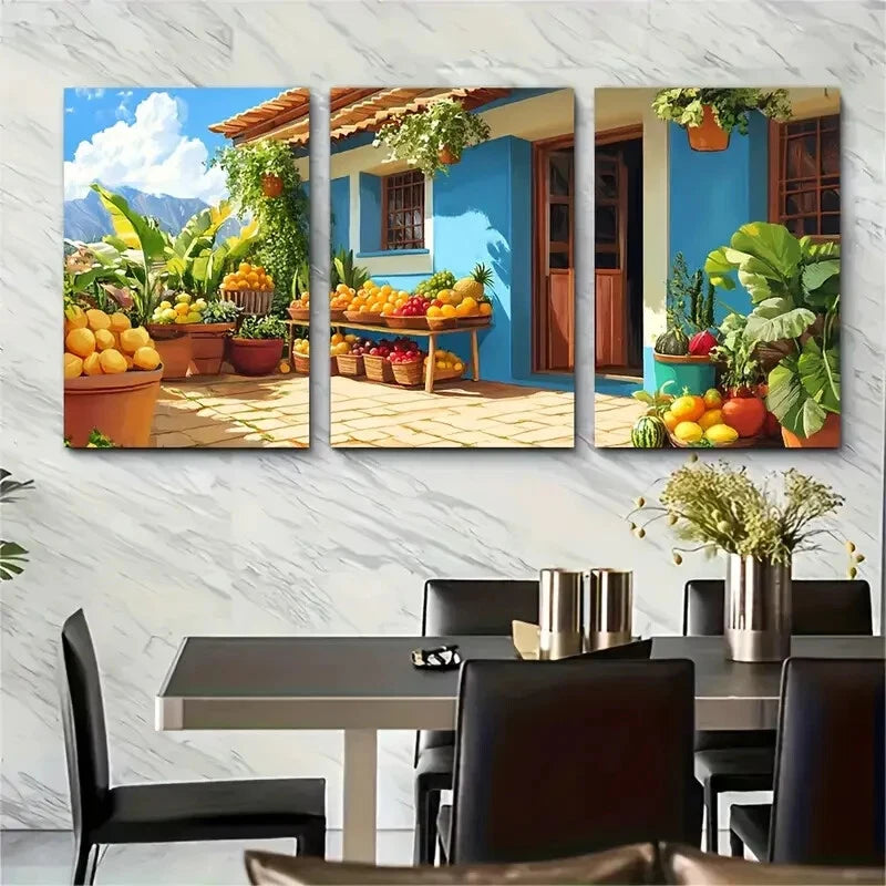 3pcs Ecuadorian Patio Art Print Canastas Metal Print Ready to Hang Art