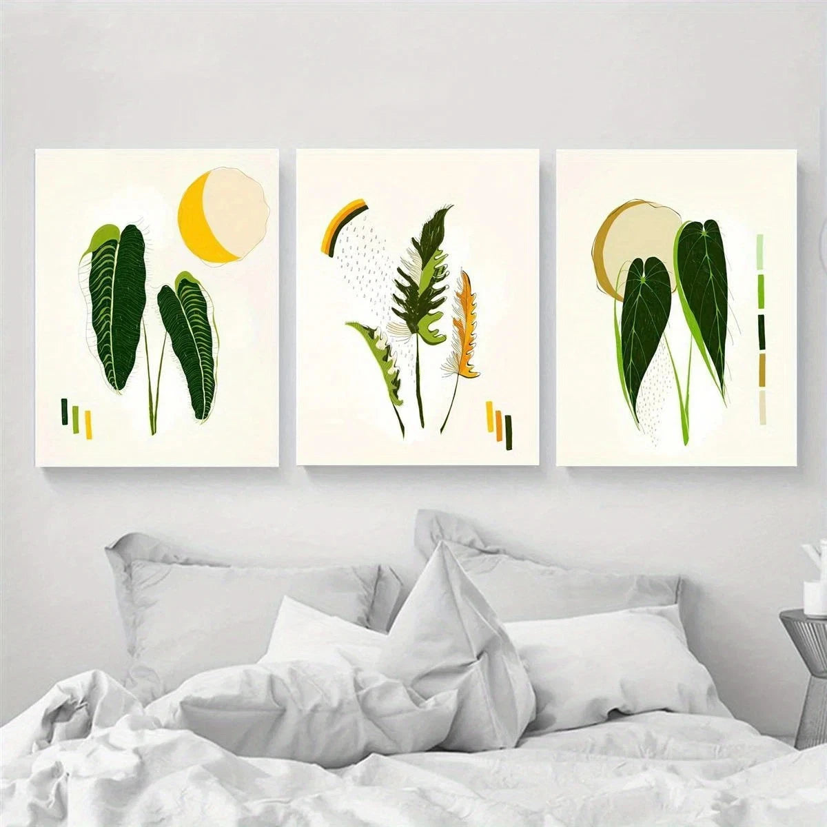 3pcs Geometric Design Blue Green Yellow Metal Print Ready to Hang Art