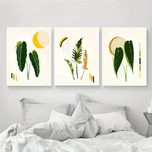 3pcs Geometric Design Blue Green Yellow Metal Print Ready to Hang Art