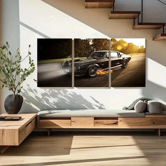 3pcs Classic Sports Car Supercar Retro Wall Art Set Canvas Framed 40x60cm - High Quality Print 100% Australian Made Wall Canvas Ready to Hang