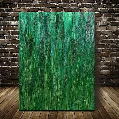 Thatch Grass Meadow Colorful Painting 40x60cm Metal Print Ready to Hang