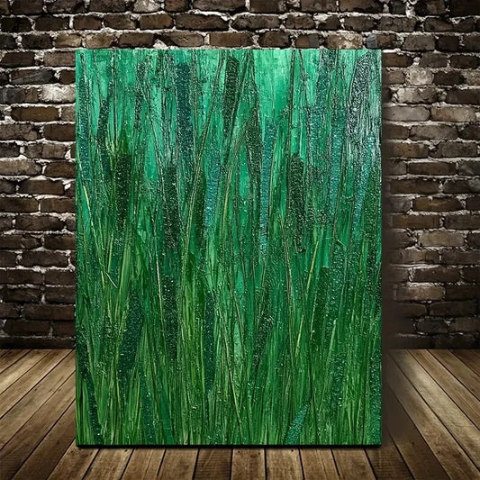 Thatch Grass Meadow Colorful Painting 40x60cm Metal Print Ready to Hang