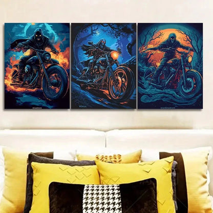 3pcs Featuring a Death Theme Paintings Wall Art Set Canvas Framed 60x90cm - High Quality Print 100% Australian Made Wall Canvas Ready to Hang