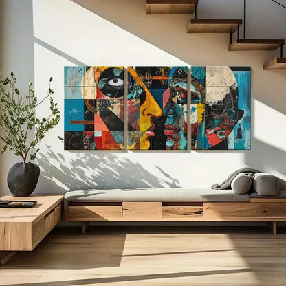 3pcs Abstract Geometric Shapes Vibrant Colors Metal Print Ready to Hang Art