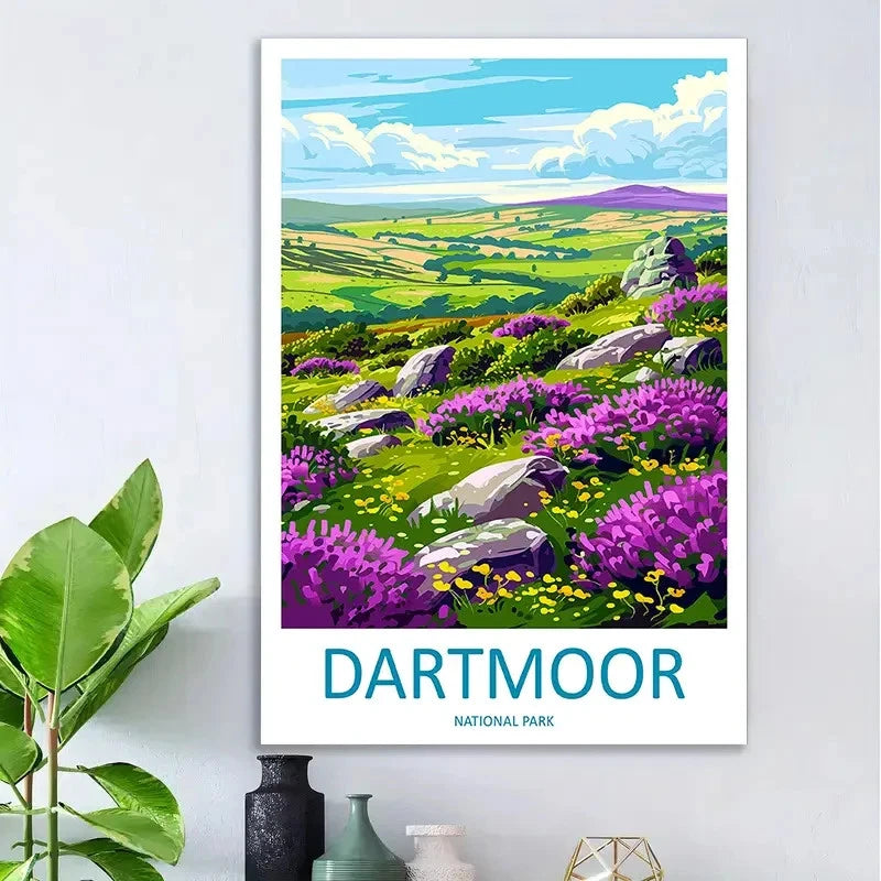 Vintage Dartmoor National Park Landscape Travel Poster Print Wall Art+