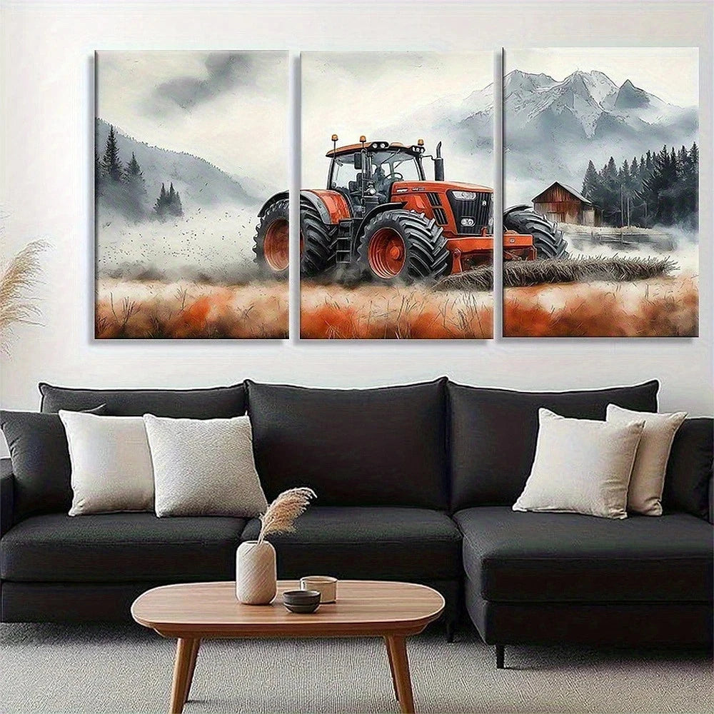 3pcs Vibrant Mountain Majestic Barn Metal Print Ready to Hang Art