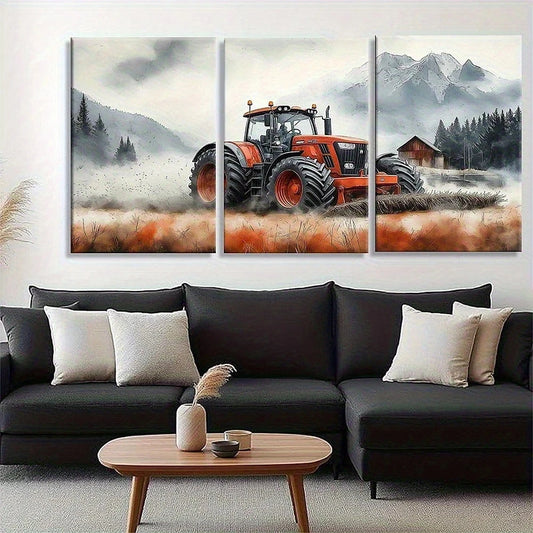 3pcs Vibrant Mountain Majestic Barn Metal Print Ready to Hang Art