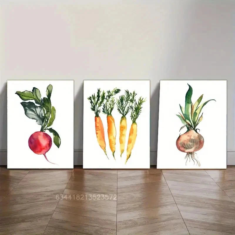 3pcs Beet Carrot Print Vegetable art poster Metal Print Ready to Hang Art