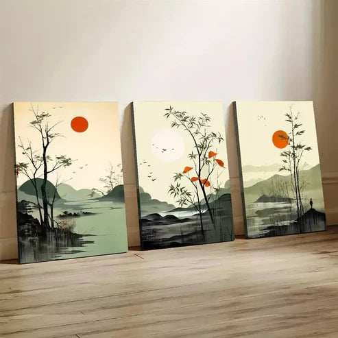 3pcs Abstract Forest Landscape Wall Art Set Canvas Unframed - High Quality Print 100% Australian Made Wall Canvas