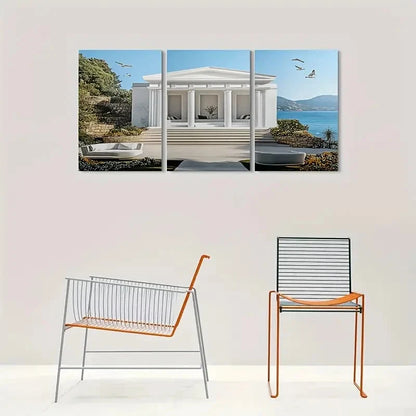 3pcs Seagulls Blue Sky and Sea Metal Print Ready to Hang Art