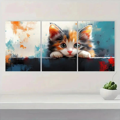3pcs Calico Cat Kitten Baby Perfect Wall Art Set Canvas Framed 40x60cm - High Quality Print 100% Australian Made Wall Canvas Ready to Hang