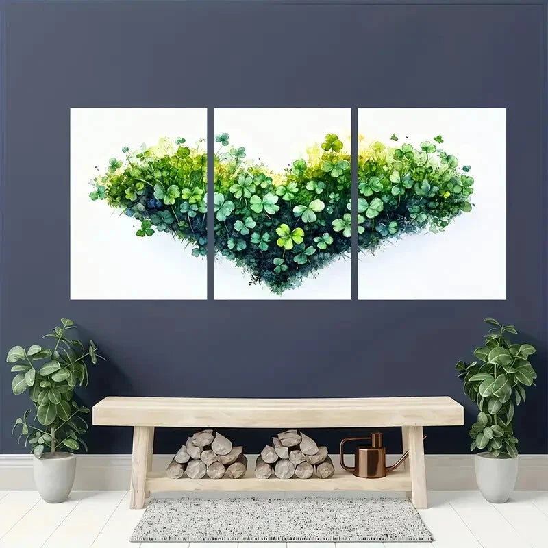 3pcs St. Patrick'S Day Clover Art Print Metal Print Ready to Hang Art