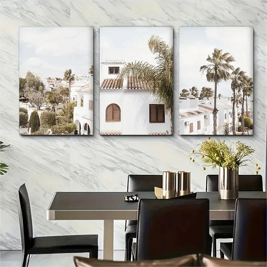 3pcs Modern Minimalist Boho Spain City Metal Print Ready to Hang Art