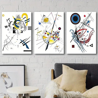 3pcs Wassily Kandinsky Geometric Perfect Wall Art Set Canvas Framed 40x60cm - High Quality Print 100% Australian Made Wall Canvas Ready to Hang