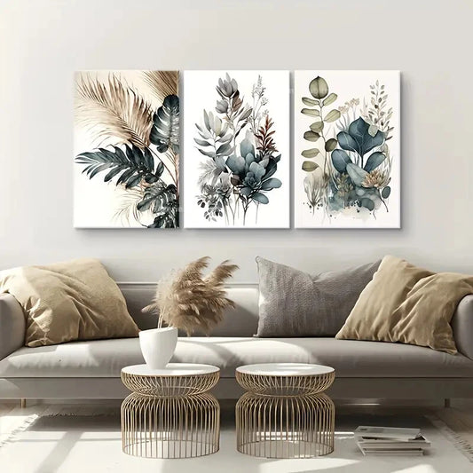 3pcs Watercolor Floral Art Decorative Painting Metal Print Ready to Hang Art