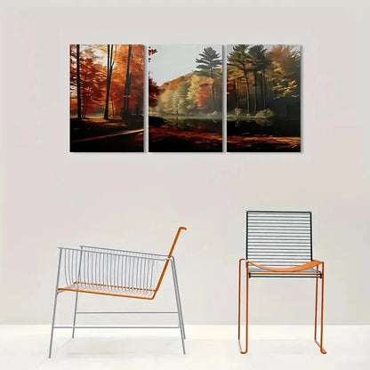 3pcs Autumn Forest Nature Landscape Metal Print Ready to Hang Art