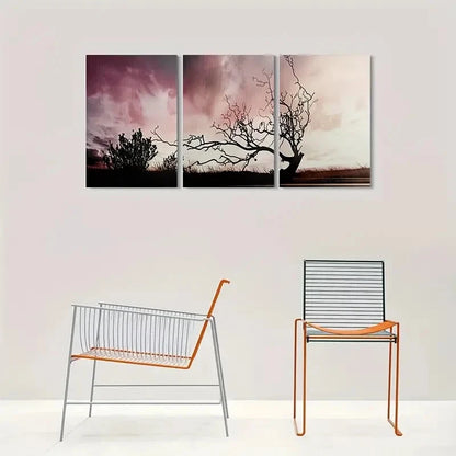 3pcs Modern Abstract Tree Silhouette Metal Print Ready to Hang Art