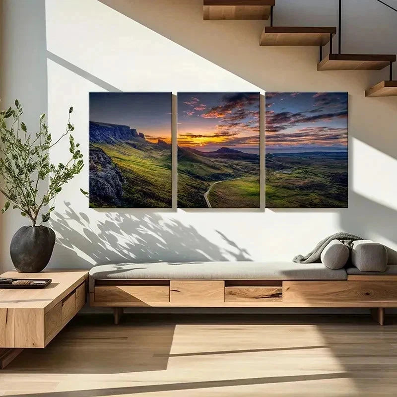 3pcs Plateau Mountain Natural Landscape Wall Art Set Canvas Framed 40x60cm - High Quality Print 100% Australian Made Wall Canvas Ready to Hang