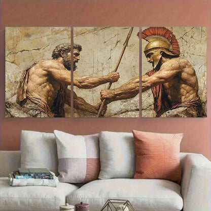 3pcs Menelaus Supporting Patroclus Illustration Metal Print Ready to Hang Art