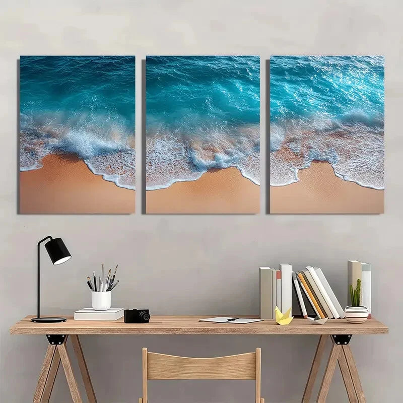 3pcs Minimalist Nautical Beach Ocean Photography Metal Print Ready to Hang Art