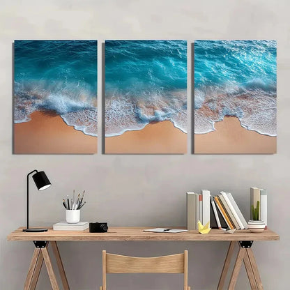3pcs Minimalist Nautical Beach Ocean Photography Metal Print Ready to Hang Art