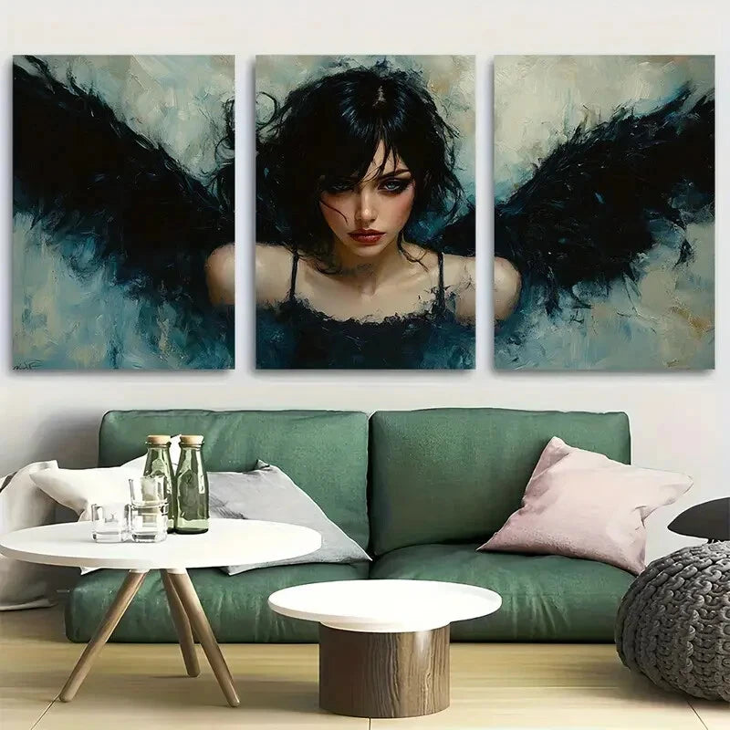 3pcs Dark Goddess Angelic Portrait Metal Print Ready to Hang Art