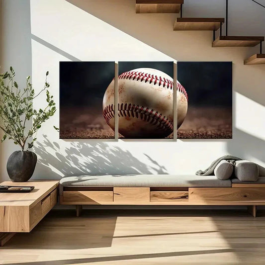 3pcs Baseball Sport Artistic Vintage Metal Print Ready to Hang Art