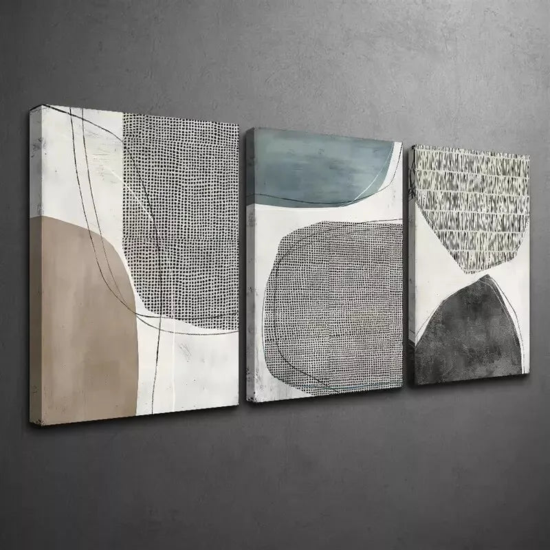 3pcs Modern Minimalist Geometric  Wall Art Set Canvas Framed 50x70cm - High Quality Print 100% Australian Made Wall Canvas Ready to Hang