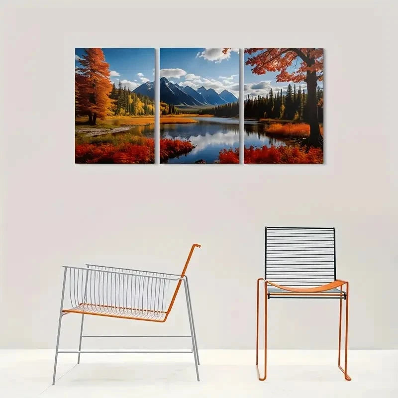 3pcs Autumn Nature Scenery Clouds Metal Print Ready to Hang Art
